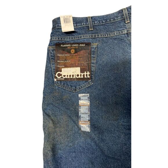VINTAGE Carhartt B21DST Mens Relaxed Flannel Lined Insulated Denim Jeans 46X32 - Picture 8 of 8